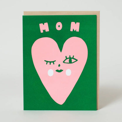 Mom Winking Heart Letterpress Greeting Card