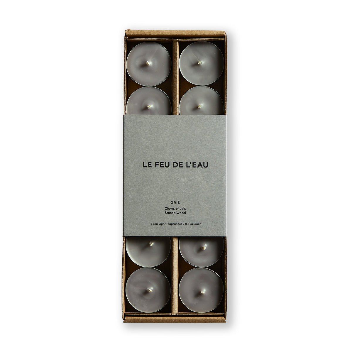Le Feu De L'Eau Gris Tea Lights (Set of 12)