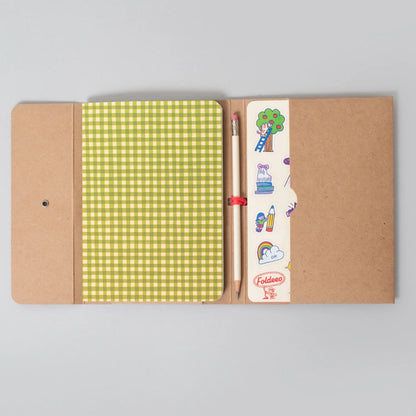 Foldeeo Notebook Folio B6, Green Gingham