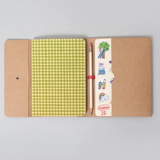 Foldeeo Notebook Folio B6, Green Gingham
