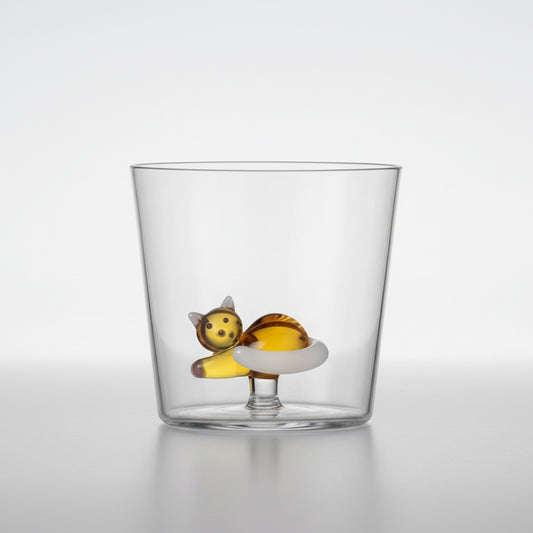 Ichendorf Amber Lying Tabby Cat Glass Handmade Tumbler