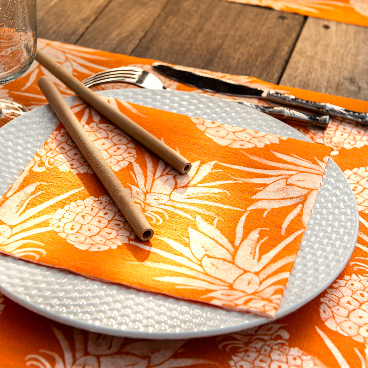 Orange Pineapple Paper Napkins (8")