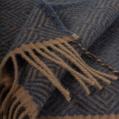 Hand-loomed Blue/Brown Venezia Wool Throw Blanket (Made in Ukraine)