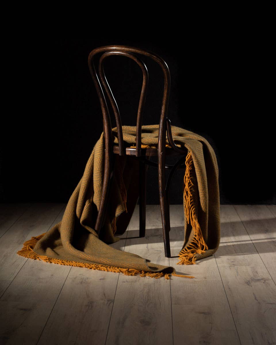 Hand-loomed Yellow Sunrise Wool Throw Blanket (Made in Ukraine)