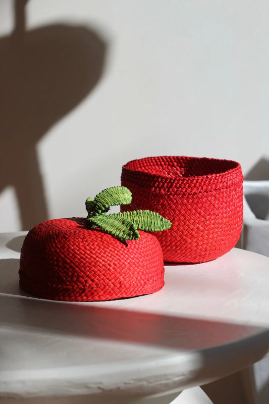 Handwoven Tomato Basket With Lid - Maison Midi