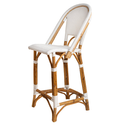 White Mediterranean Bistro Stool with Back (26" h. seat) (E)