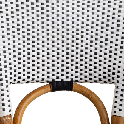 White and Black Mediterranean Bistro Stool with Back (26" h. seat) (E)
