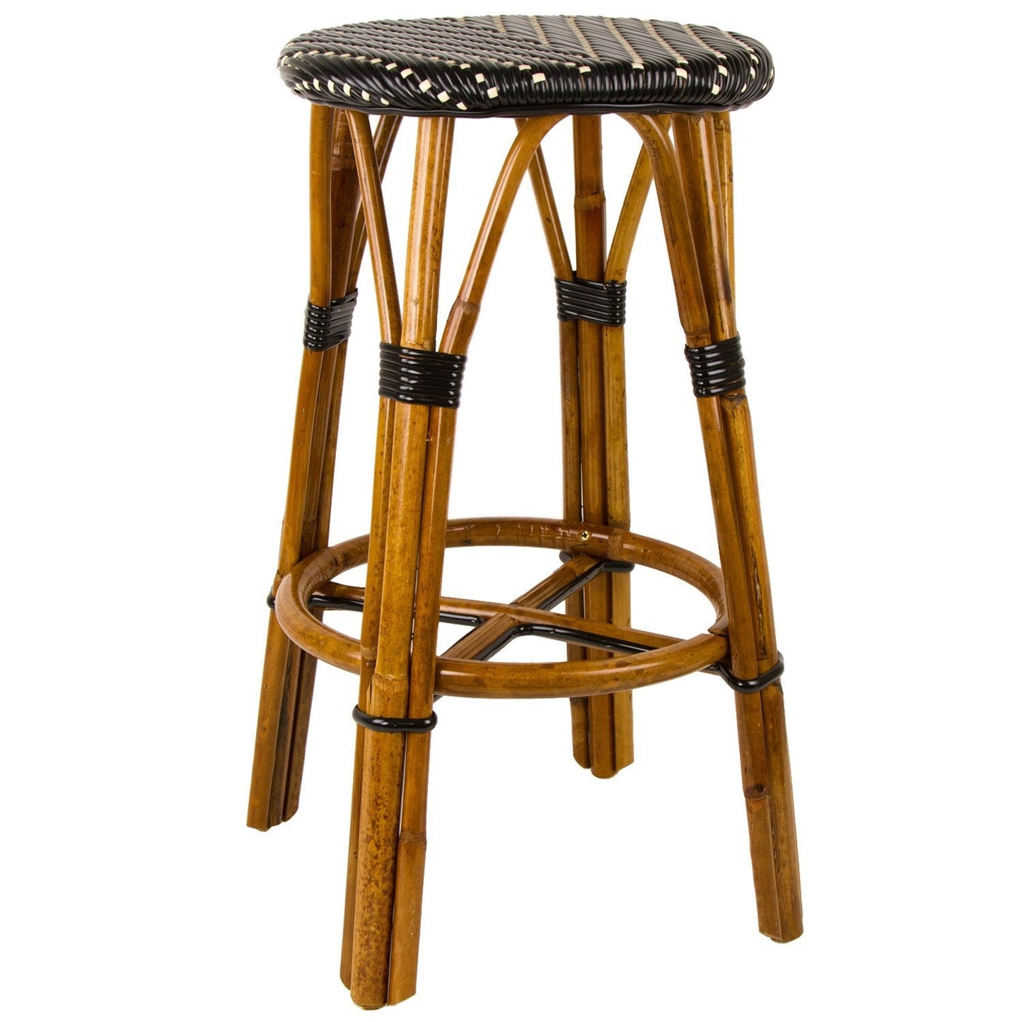 Black & Cream Bar Height Mediterranean Bistro Bar Stool (29" h)