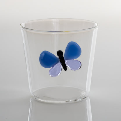Ichendorf Milano Blue Garden Picnic Butterfly Glass Handmade Tumbler