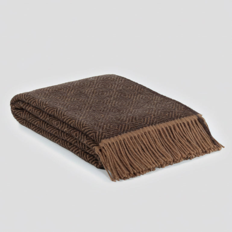 Hand-loomed Brown Venezia Wool Throw Blanket (Made in Ukraine)