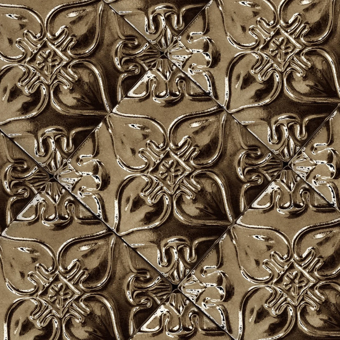 Black Theia Ornate Pattern Tile (6" x 6")