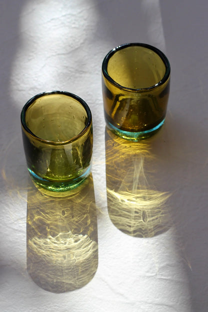 Handblown Mini Tumbler in Aqua Bi-color