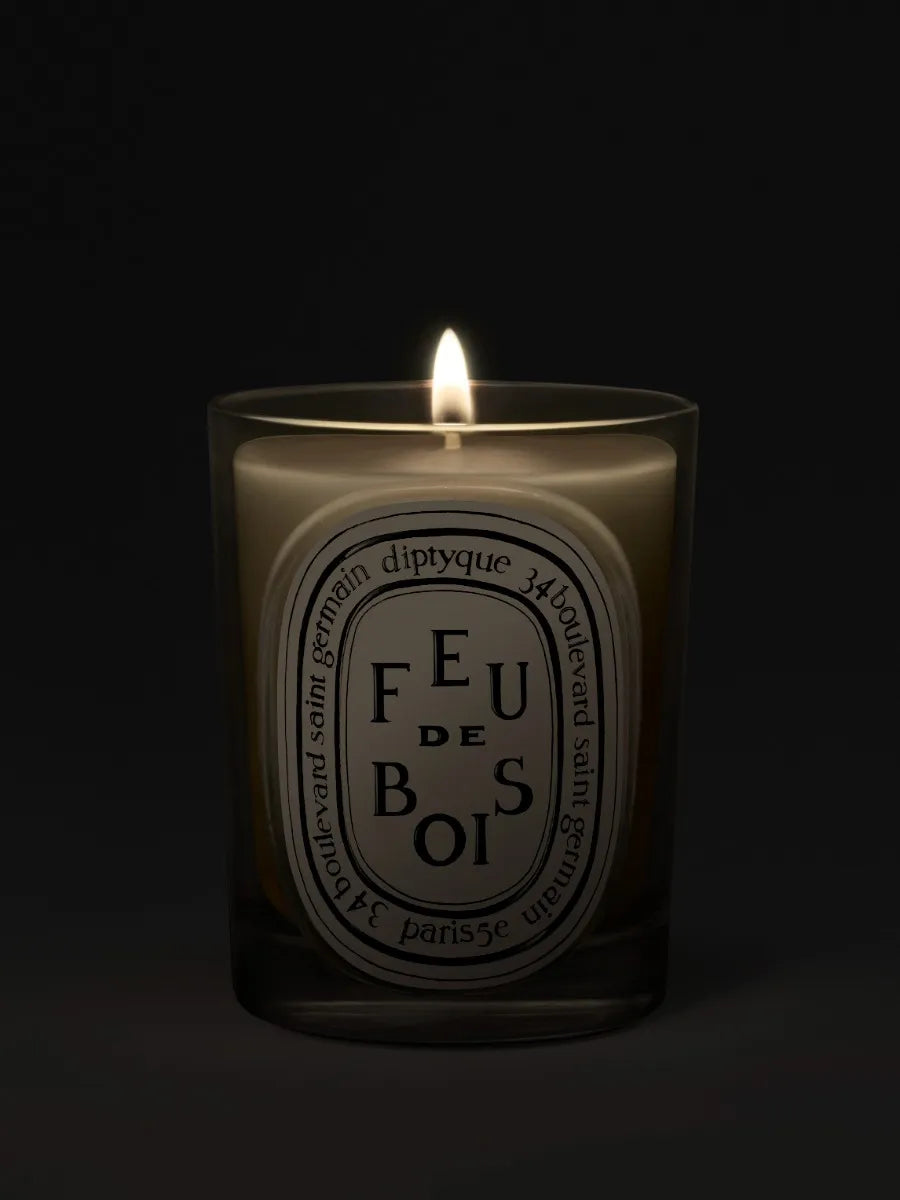 Feu de Bois (Wood Fire) - Classic Candle by Diptyque - candlelit view