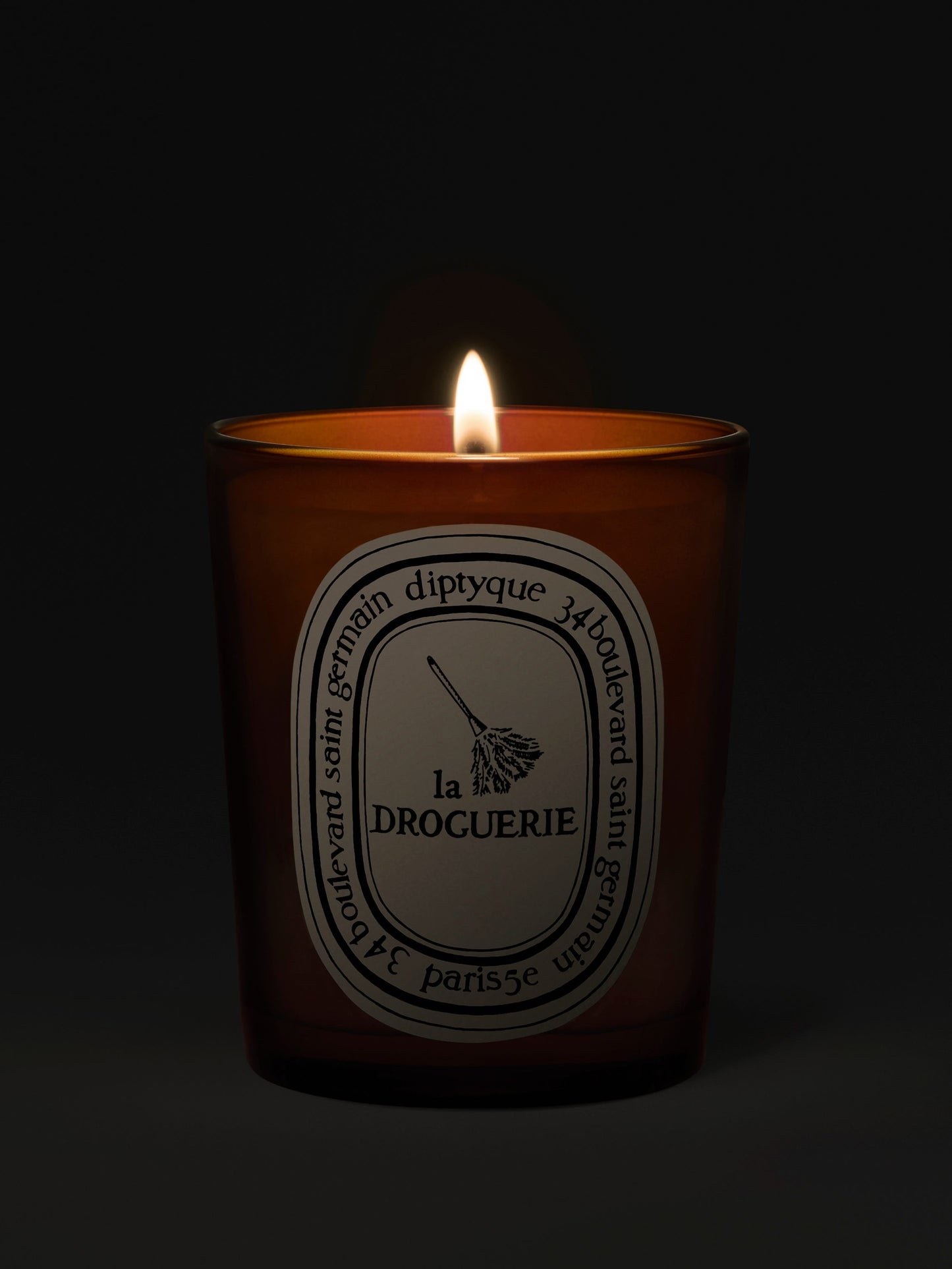 La Droguerie - Odor Removing Candle with Basil by Diptyque - candlelit view