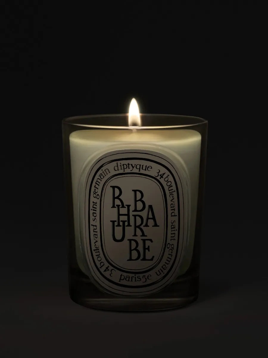 Rhubarbe (Rhubarb) - Classic Candle by Diptyque - candlelit view