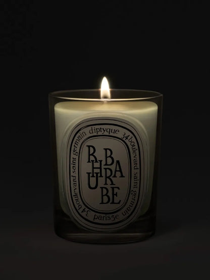 Rhubarbe (Rhubarb) - Classic Candle by Diptyque - candlelit view