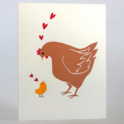 Mother Hen Letterpress Greeting Card By Fugu Fugu