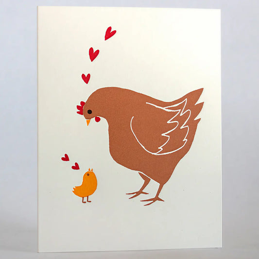 Mother Hen Letterpress Greeting Card By Fugu Fugu