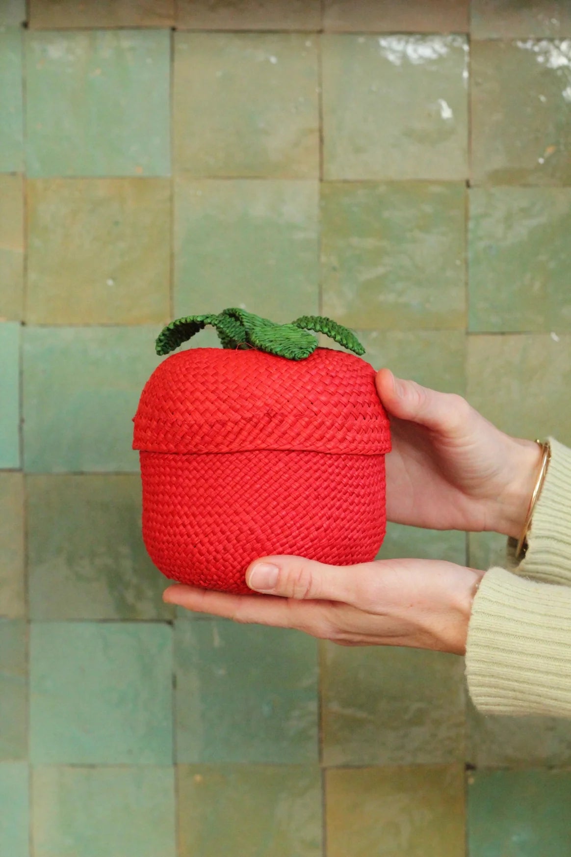 Handwoven Tomato Basket With Lid