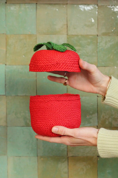 Handwoven Tomato Basket With Lid