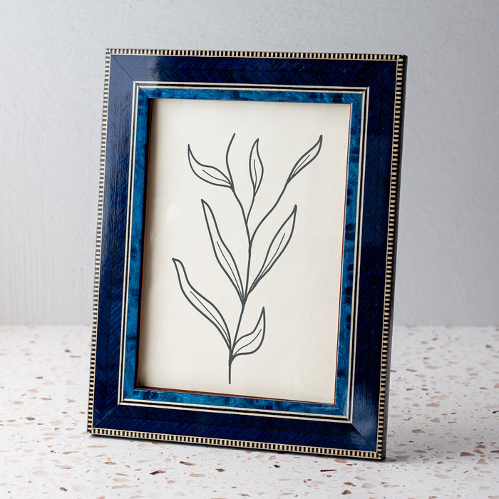Blue Handmade Marquetry Picture Frame (5x7”)