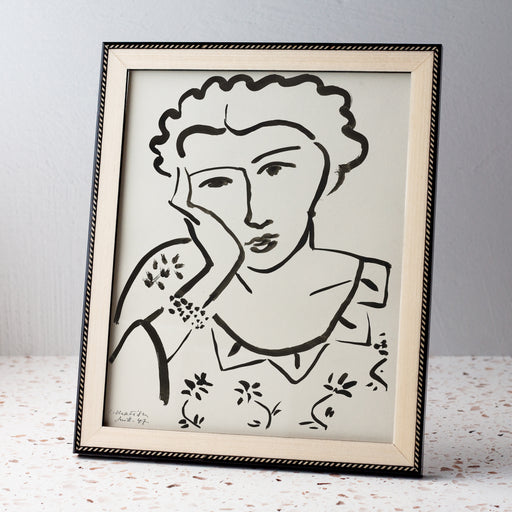 White / Bianco and Black Border Handmade Marquetry Picture Frame (8x10”)