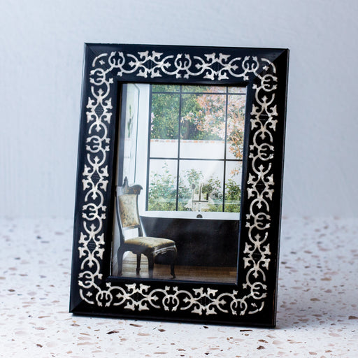 Black and Pearl Marrakech Handmade Marquetry Picture Frame (4x6")