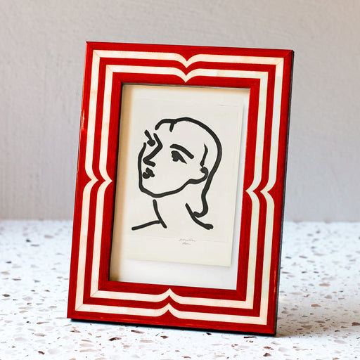 Red and Cream Pearl Bellagio Handmade Marquetry Picture Frame (4x6”)