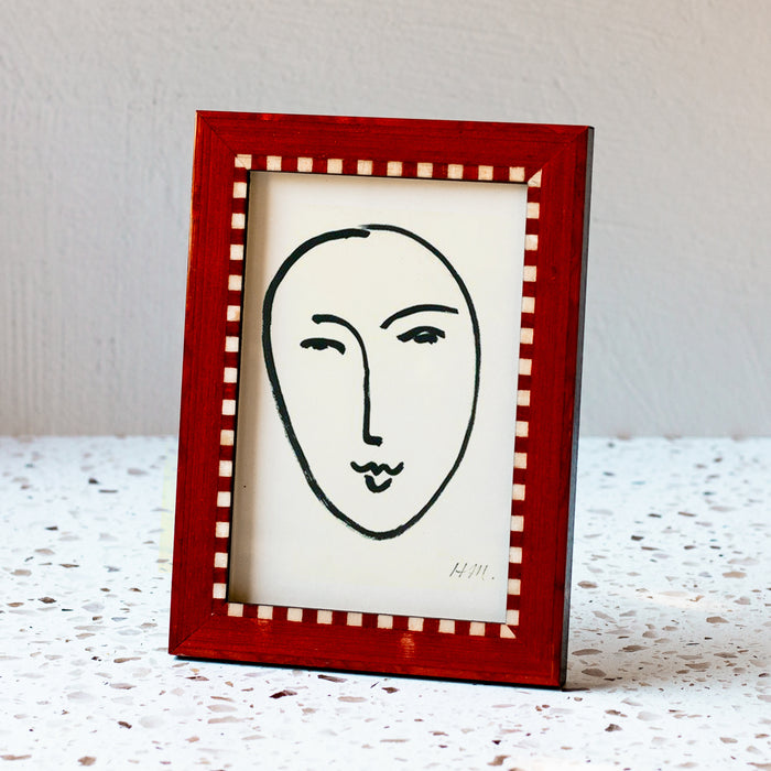 Red / Rosso Checkered Era Handmade Marquetry Picture Frame (4x6")