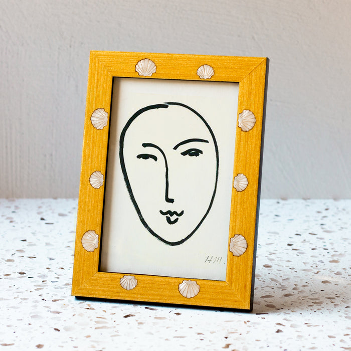 Yellow Giallo Shells Handmade Marquetry Picture Frame (4x6")