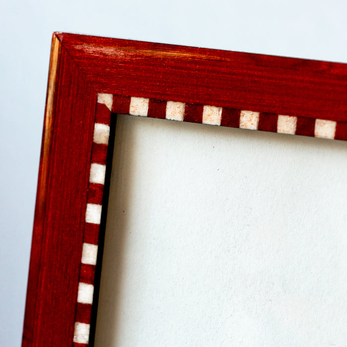 Red / Rosso Checkered Era Handmade Marquetry Picture Frame (5x7”)