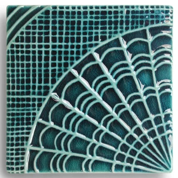 Jade Green Gaudi Theia Ornate Pattern Tile (6" x 6")