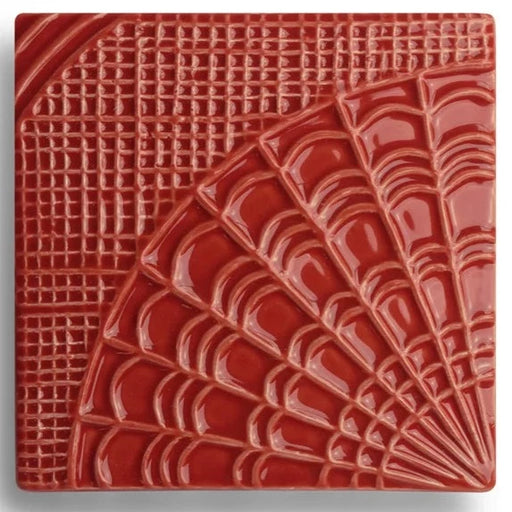 Fire Red Gaudi Theia Ornate Pattern Tile (6" x 6")