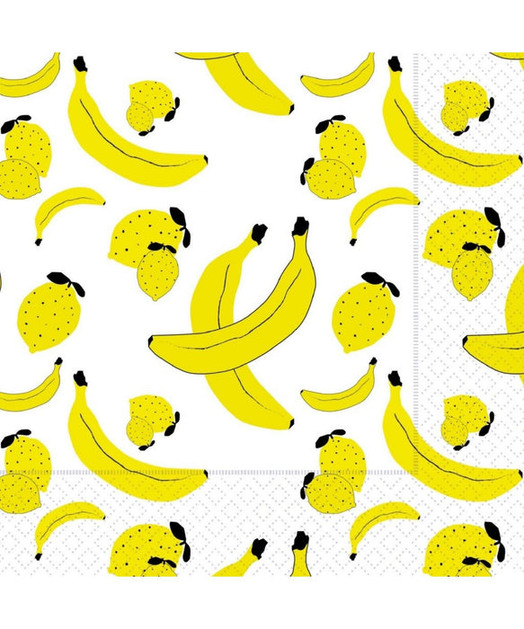 Yellow / Lime Green Bananas and Limes Colorful Paper Napkins (6.5")