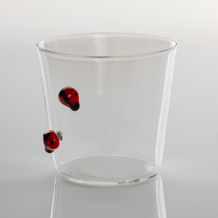 Ichendorf Milano Garden Picnic Ladybugs Glass Handmade Tumbler