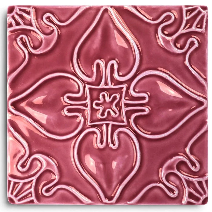 Malva Pink Theia Ornate Pattern Tile (6" x 6")