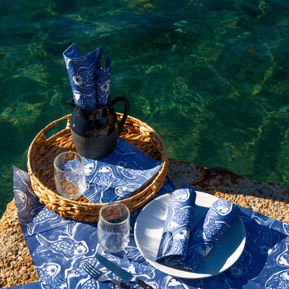 Navy Blue Pescado (Fish) Sepepscad Paper Napkins (8")