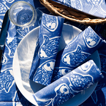 Navy Blue Pescado (Fish) Sepepscad Paper Napkins (8")