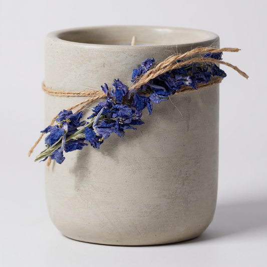 Larkspur Amethyst Cement Candle