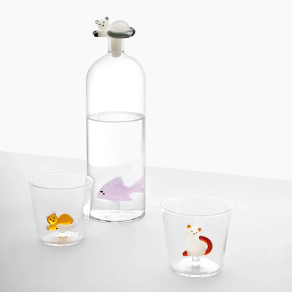 Ichendorf White and Smoke Lying Tabby Cat Glass Handmade Tumbler