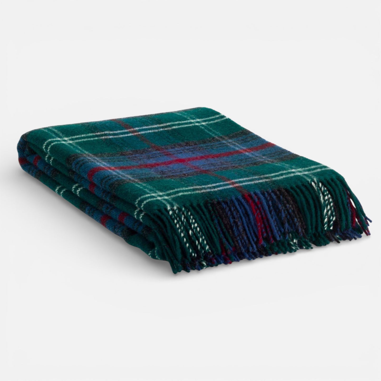 Hand-loomed Blue Tartan Plaid Mackenzie Wool Throw Blanket (Made in Ukraine)