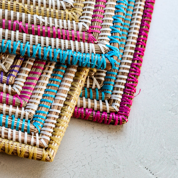 Multi Color Handwoven Square African Placemat