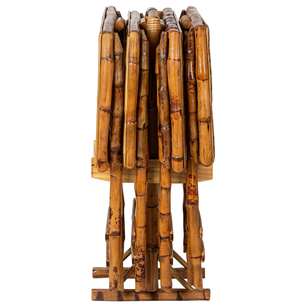 Tortoise Rattan Bamboo TV Tray Stand (4-Piece Set) – Maison Midi