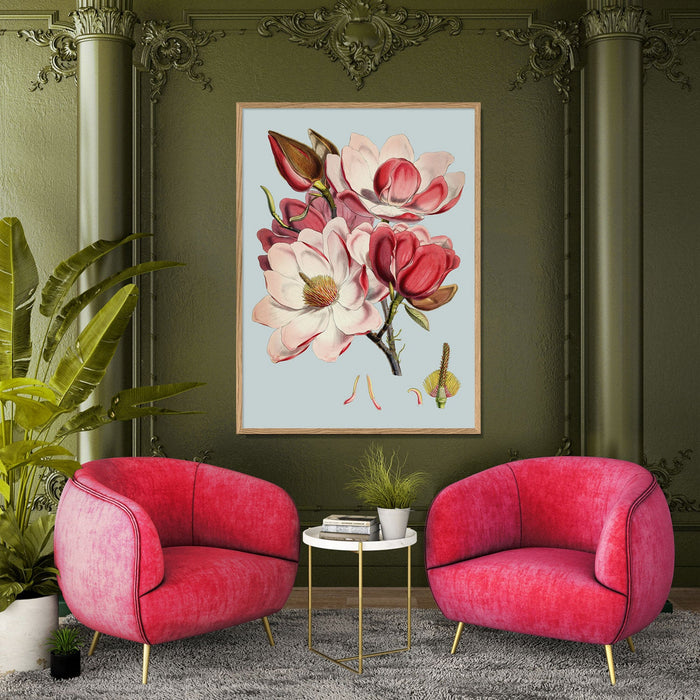 Pink Flower (Gold Frame) Print
