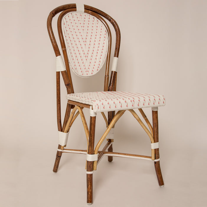 White and Pink Mediterranean Bistro Chair (L)