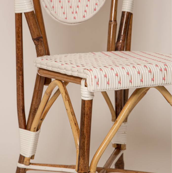 White and Pink Mediterranean Bistro Chair (L)