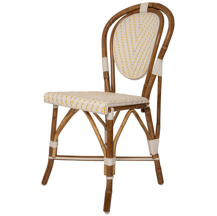 White and Yellow Mediterranean Bistro Chair (L)