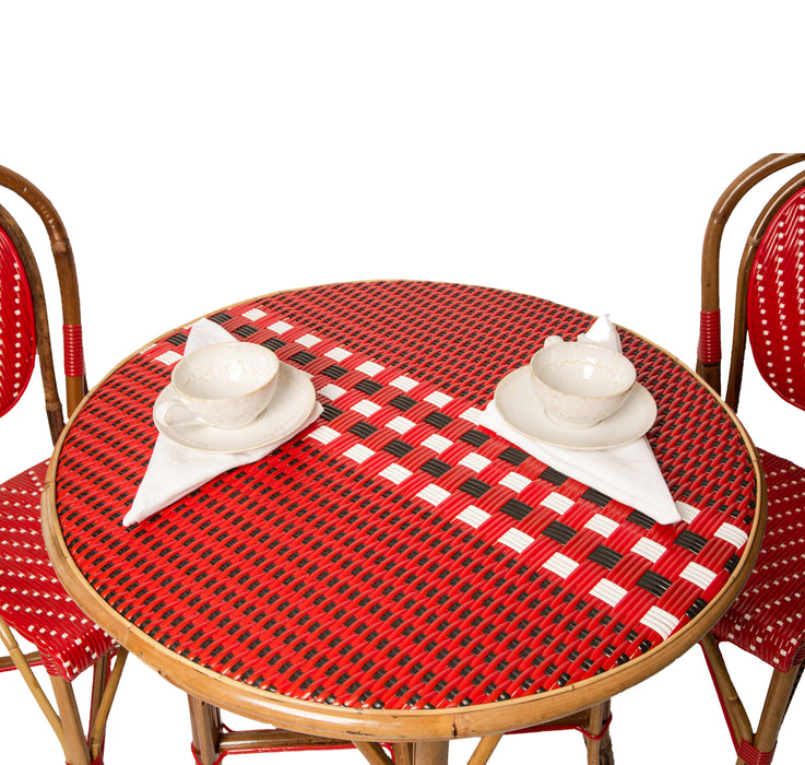Red, Black, and White Mediterranean Bistro Table (2 Seat)