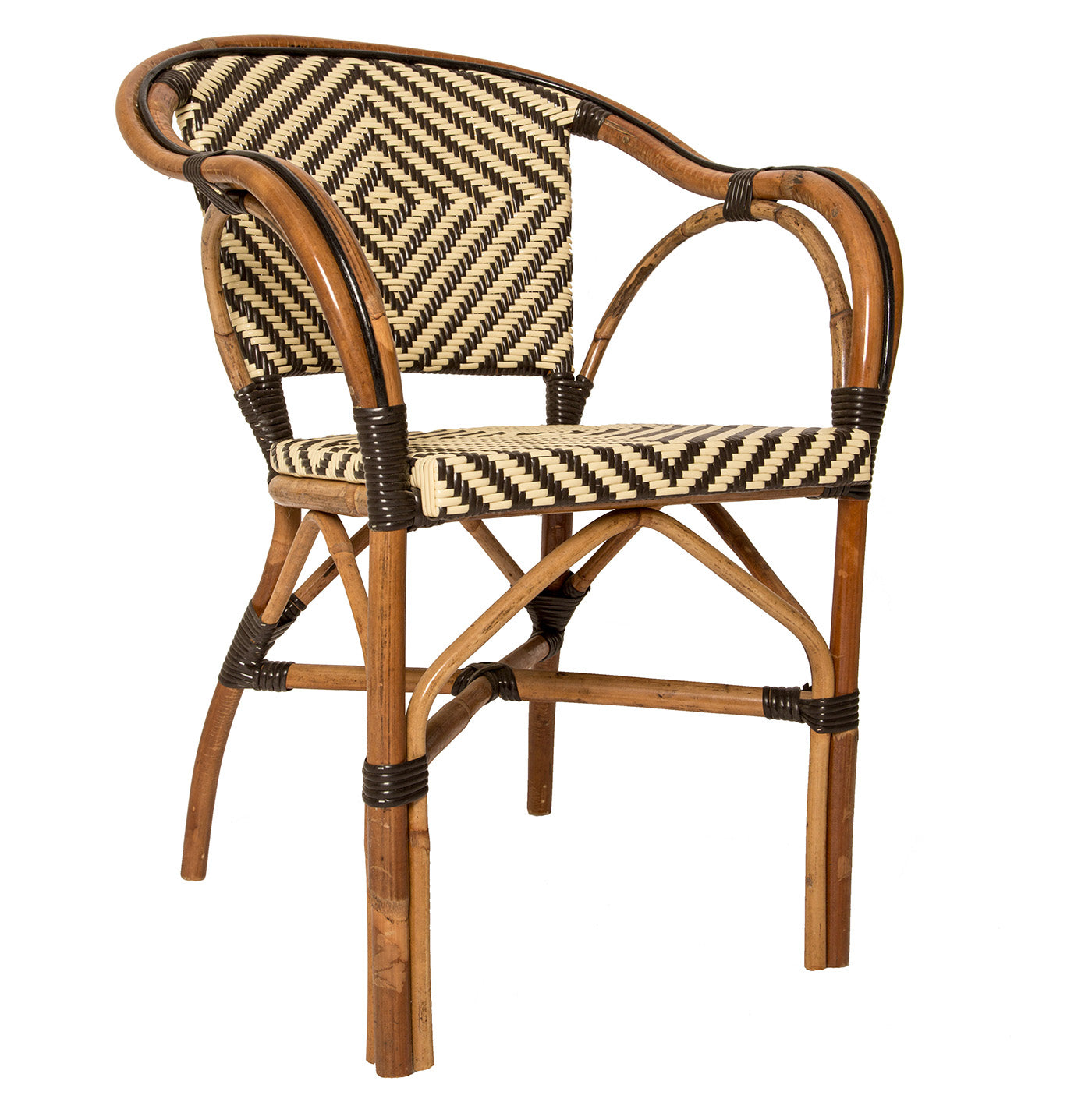 Brown and Cream Paris Bistro Arm Chair