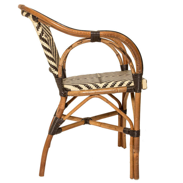 Brown and Cream Paris Bistro Arm Chair